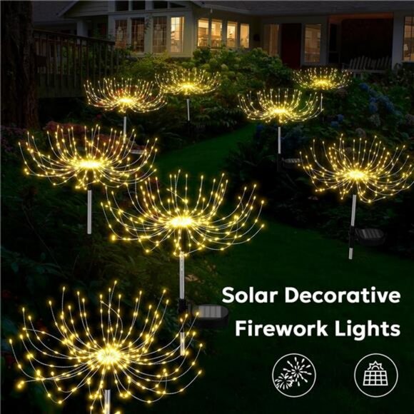 Solar Fireworks Lights Outdoor Waterproof Garden Fairy Light Outside - Picture 2 of 7